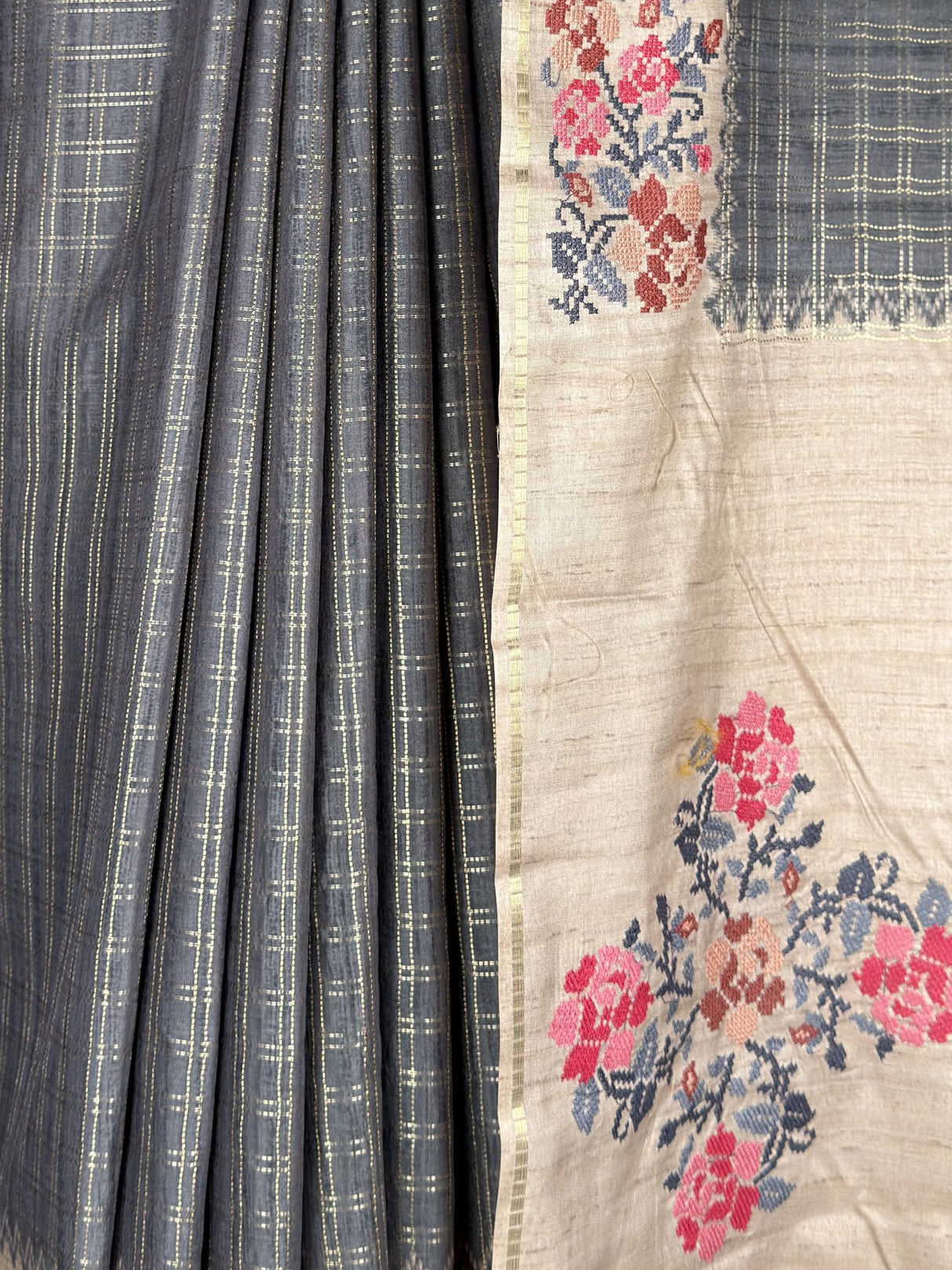 MIMOSA Grey Banarasi Art Silk Saree — fleets shot full lifestyle