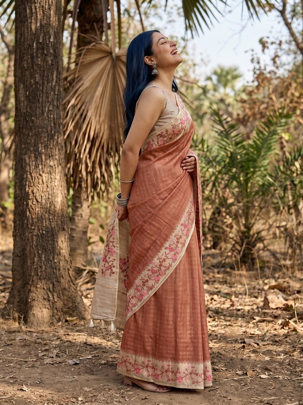 MIMOSA Maroon Banarasi Art Silk Saree — pose 3 styling detail