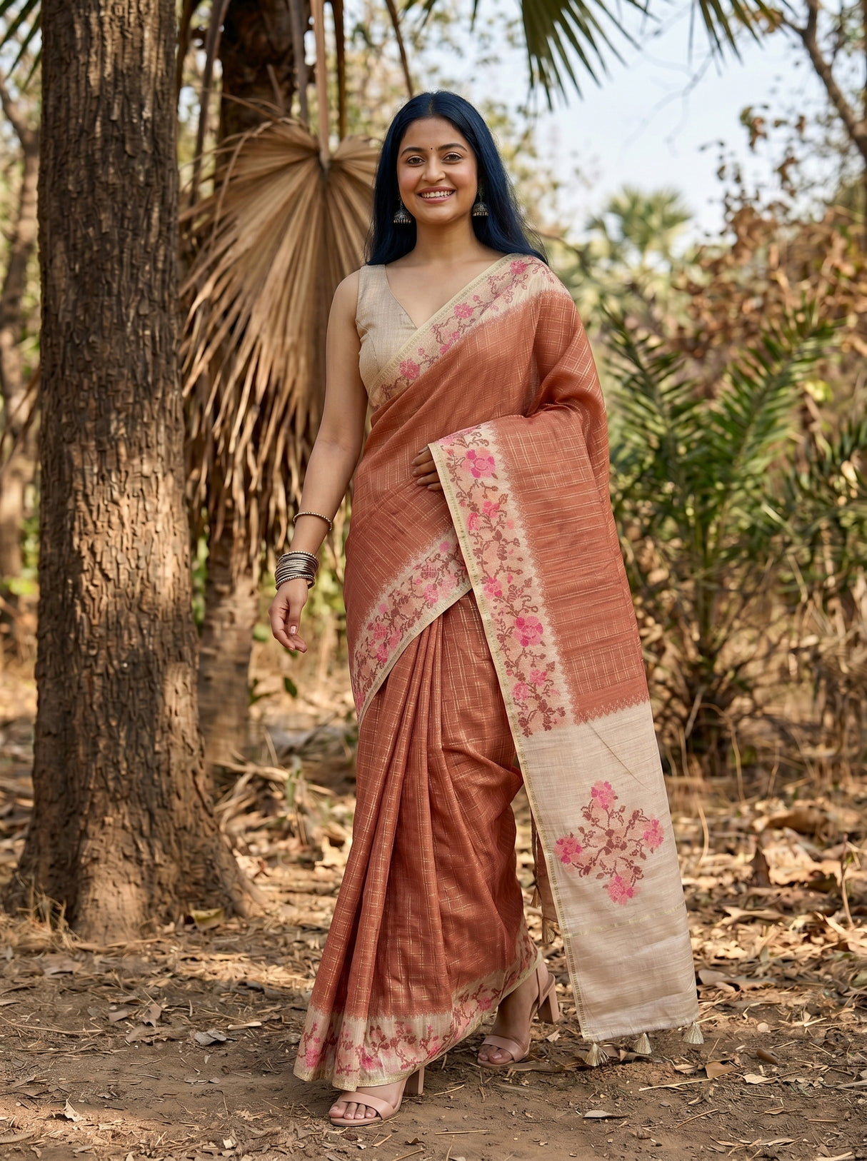 MIMOSA Maroon Banarasi Art Silk Saree — pose 6 styling detail