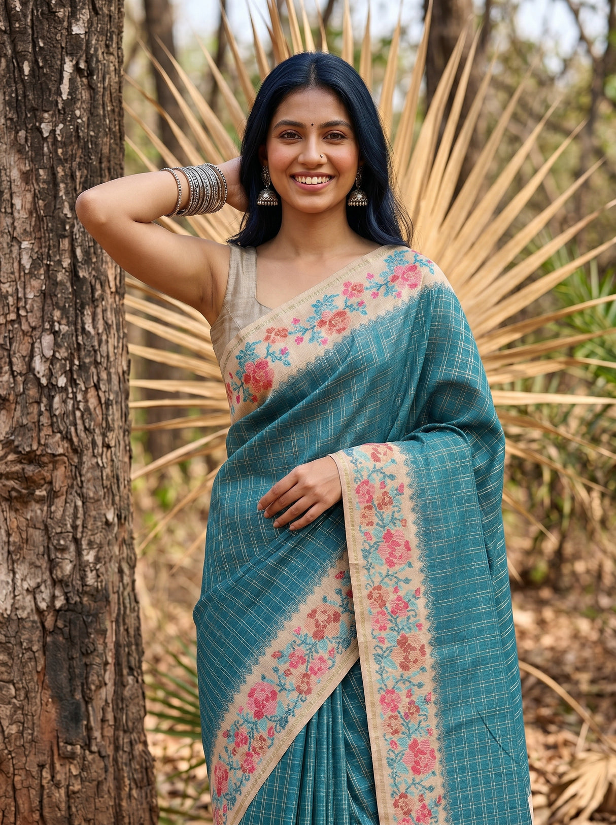 MIMOSA Sapphire Banarasi Art Silk Saree — pose 10 styling detail