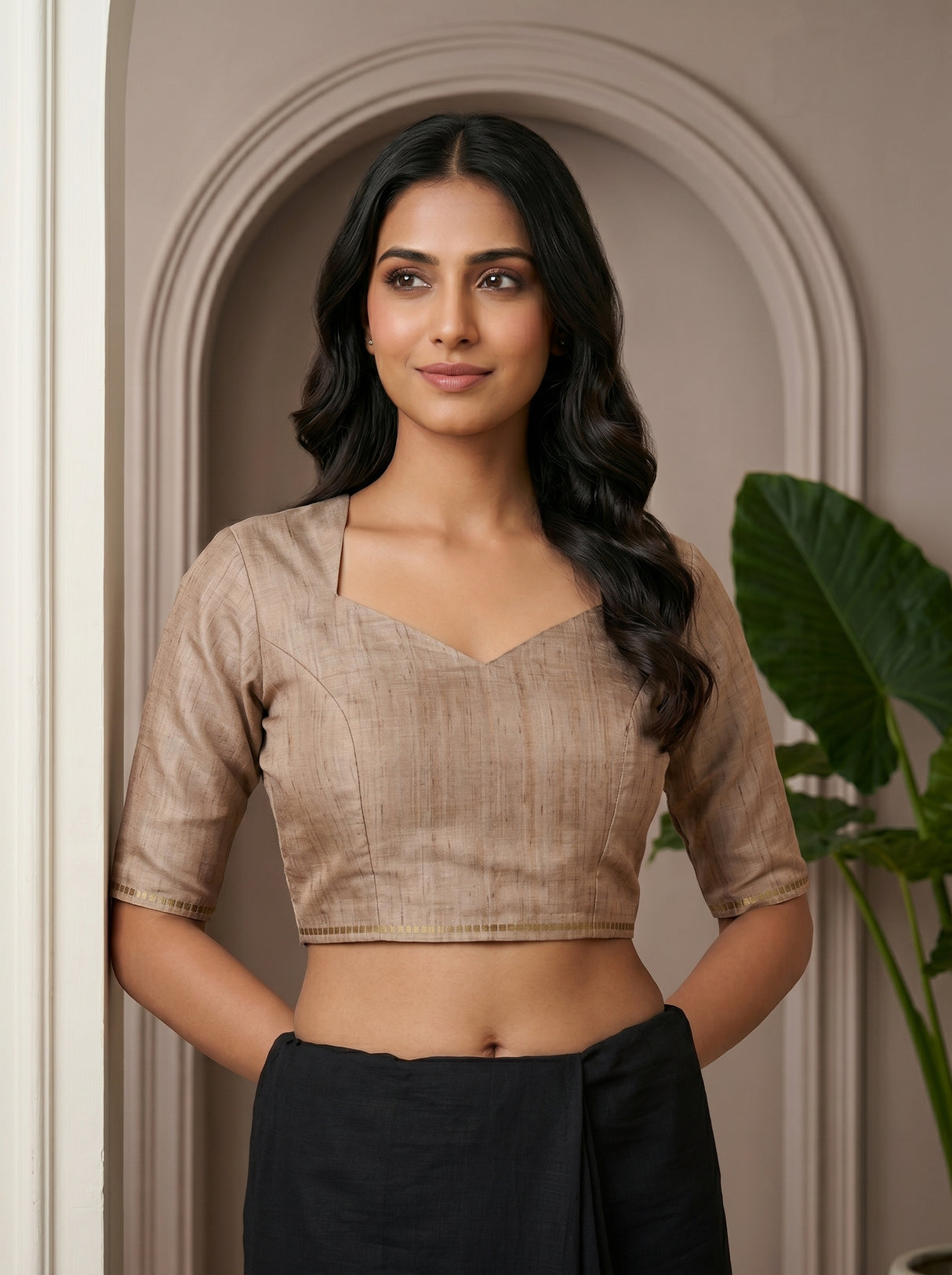 MIMOSA Maroon Saree Saree — blouse close-up
