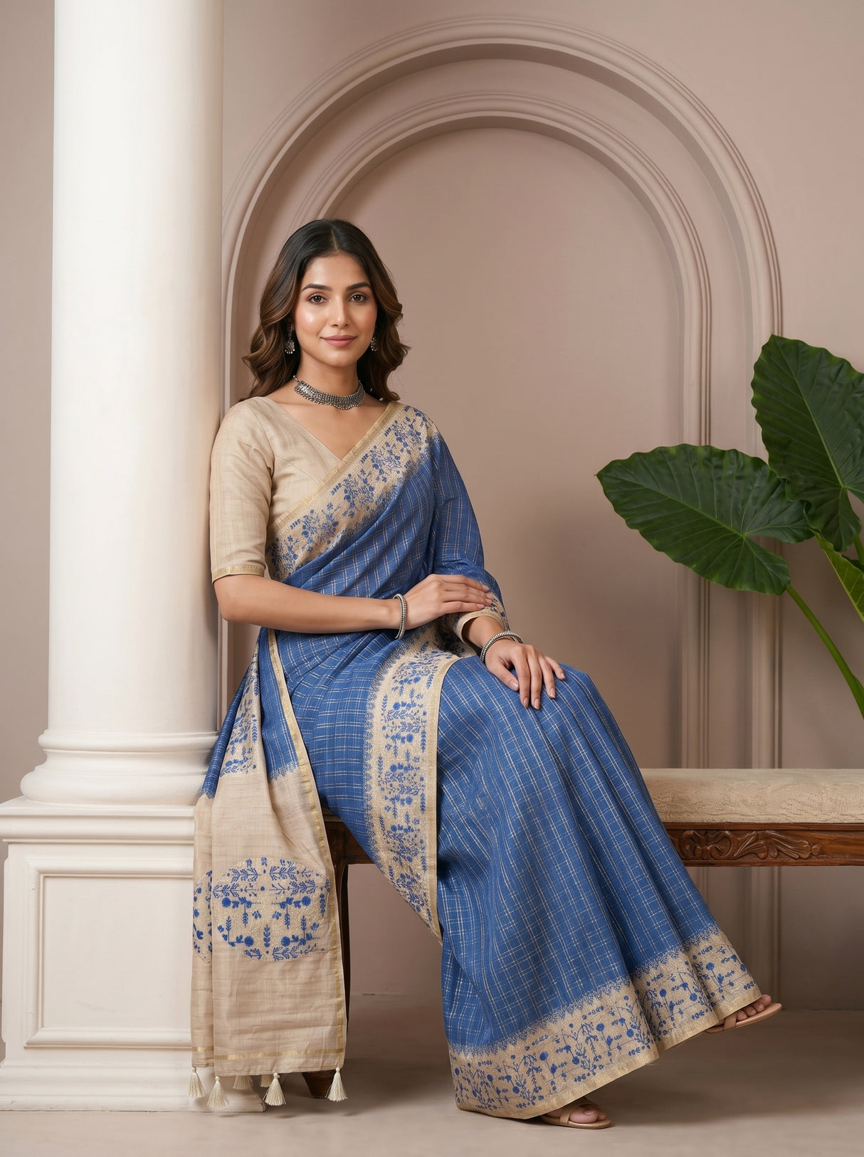 MIMOSA Royal Blue Saree Saree — pose 8 styling detail