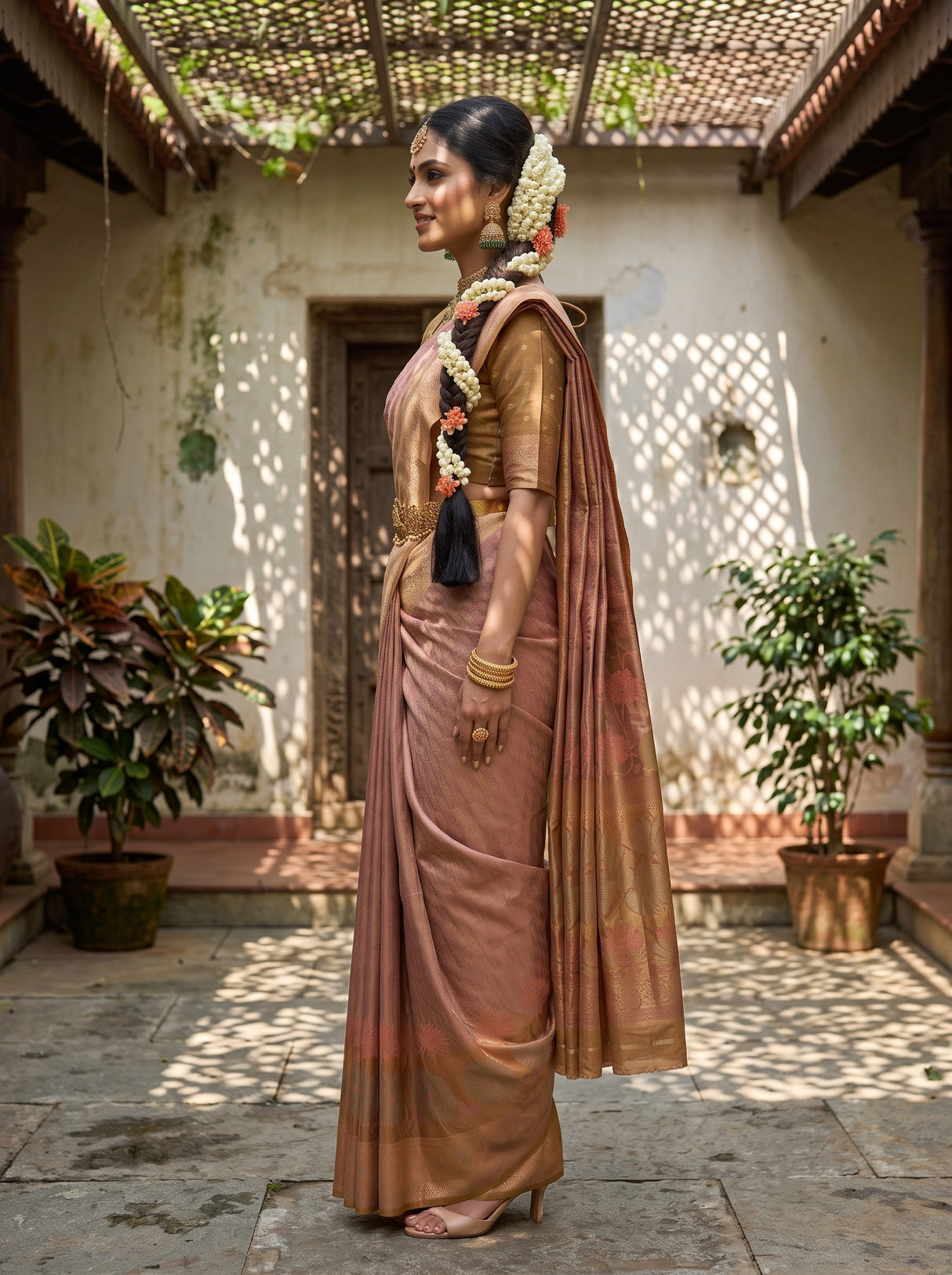 MIMOSA Gajari Kanjivaram Art Silk Saree — pose 3 styling detail