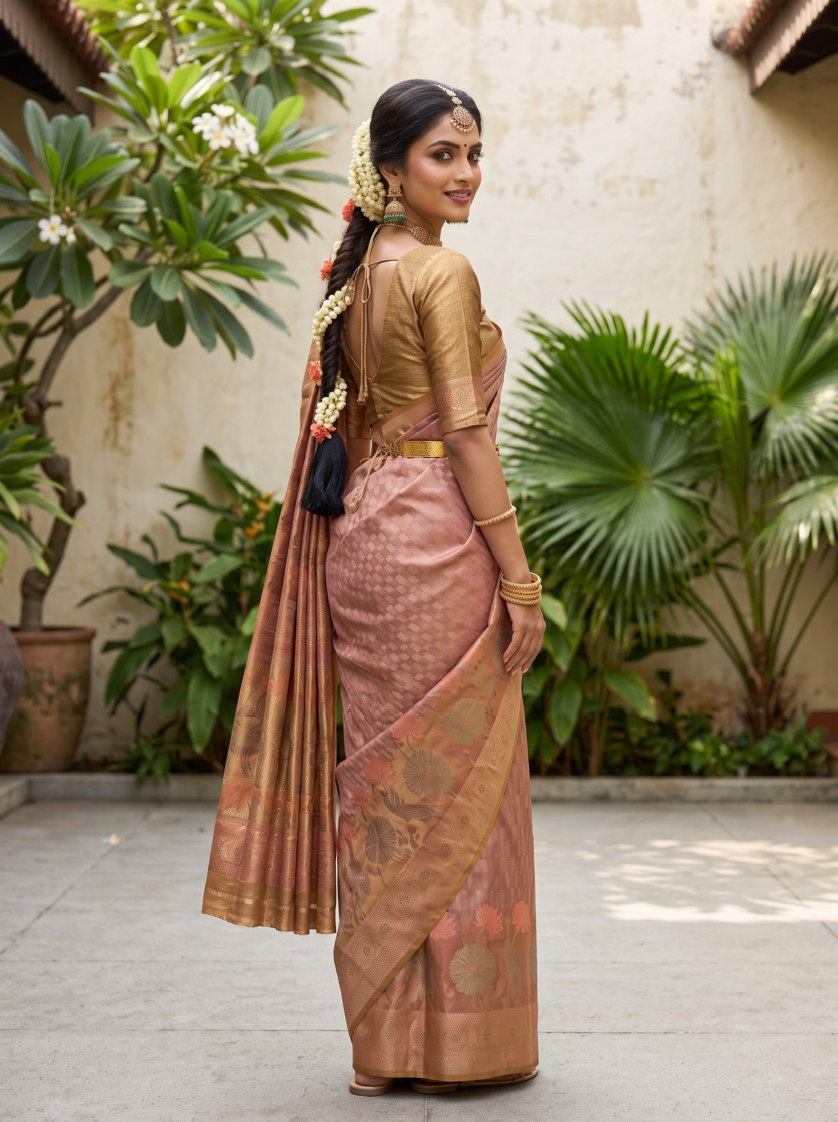 MIMOSA Gajari Kanjivaram Art Silk Saree — pose 5 styling detail