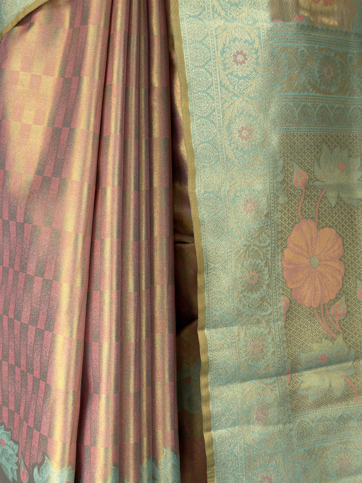 MIMOSA Peach Kanjivaram Art Silk Saree — fleets shot full lifestyle