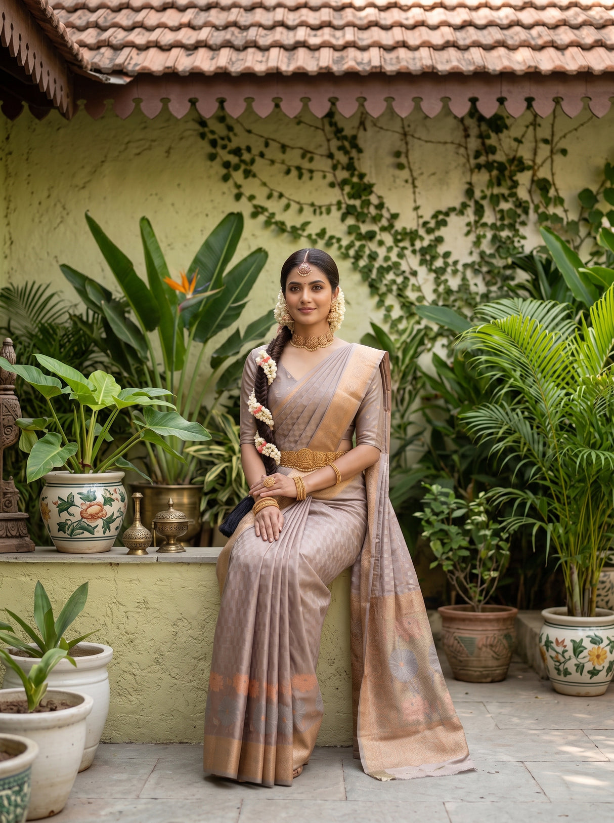 MIMOSA Pink Kanjivaram Art Silk Saree — pose 8 styling detail