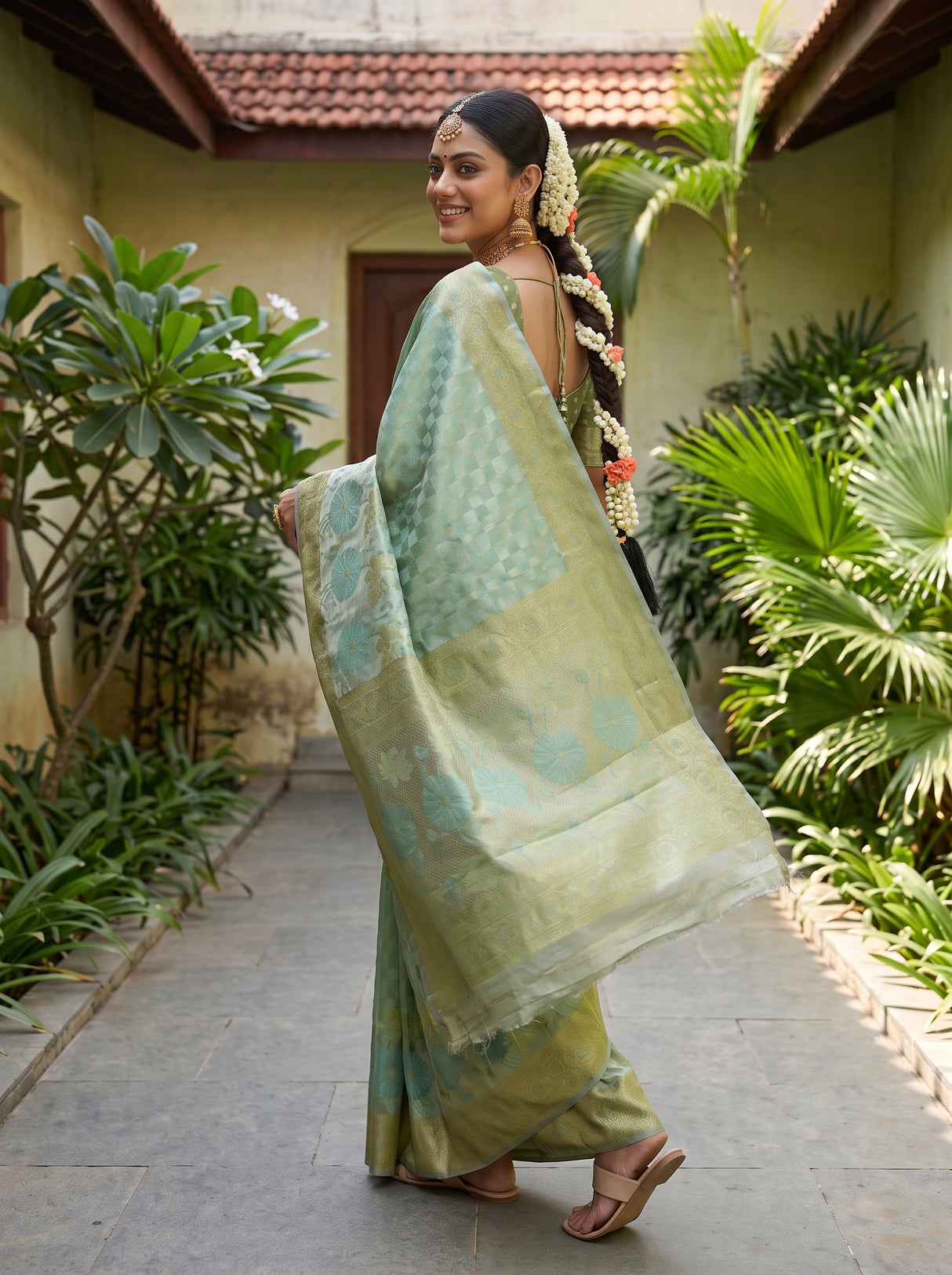 MIMOSA Rama Kanjivaram Art Silk Saree — pose 9 styling detail