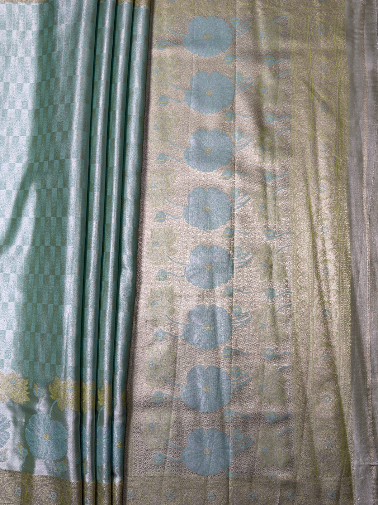 MIMOSA Rama Kanjivaram Art Silk Saree — pallu and zari work detail