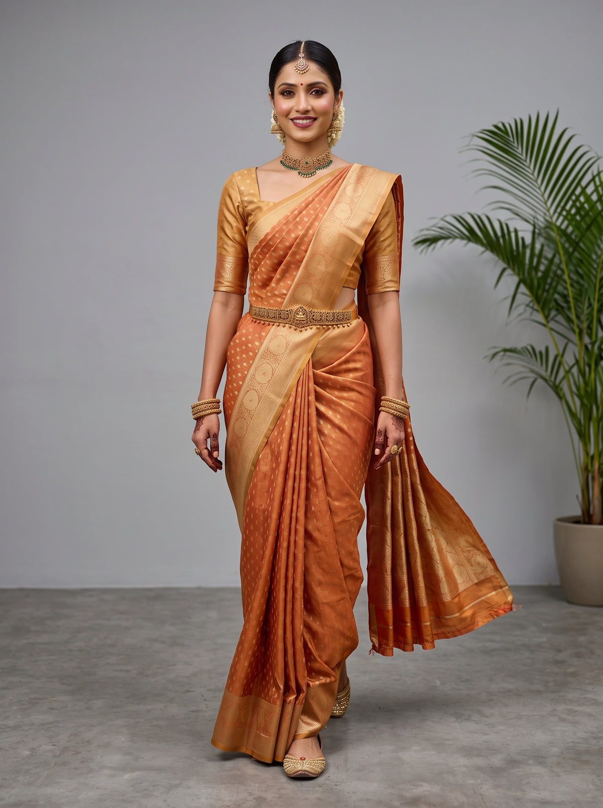 MIMOSA Orange Saree Saree — pose 6 styling detail