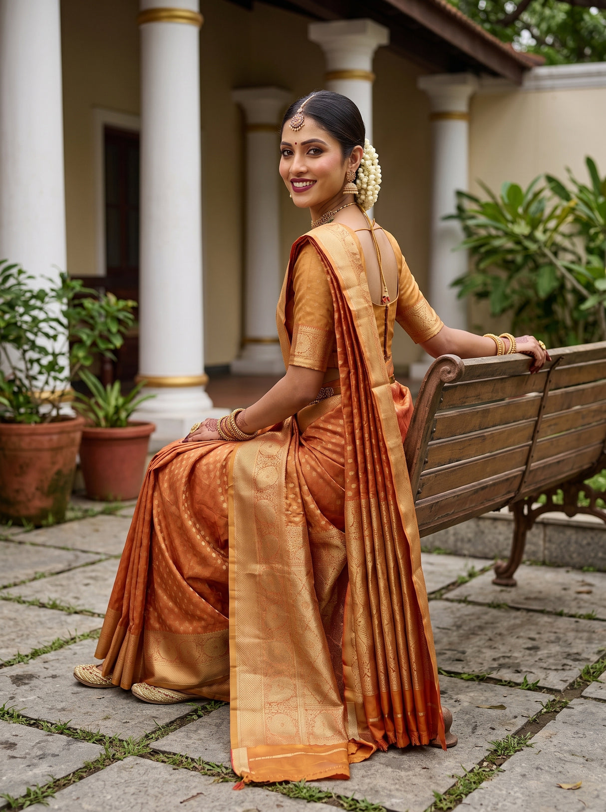 MIMOSA Orange Saree Saree — pose 7 styling detail