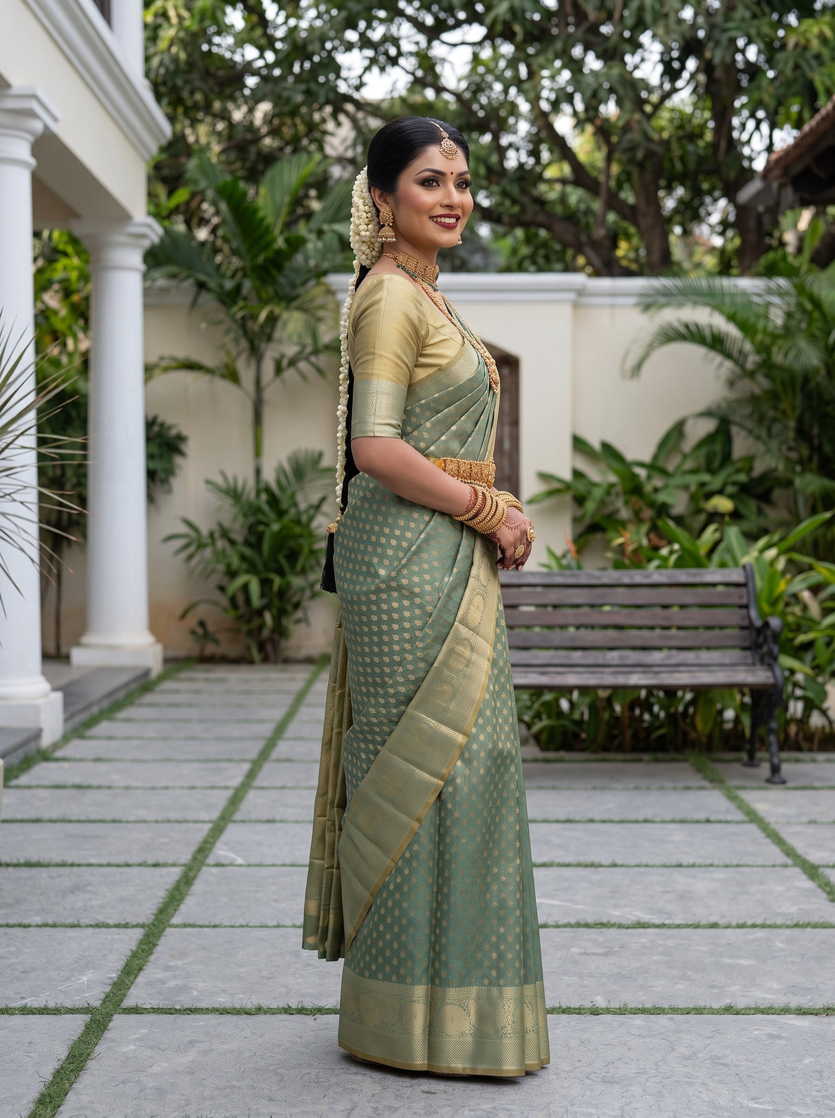 MIMOSA Sapphire Saree Saree — pose 3 styling detail