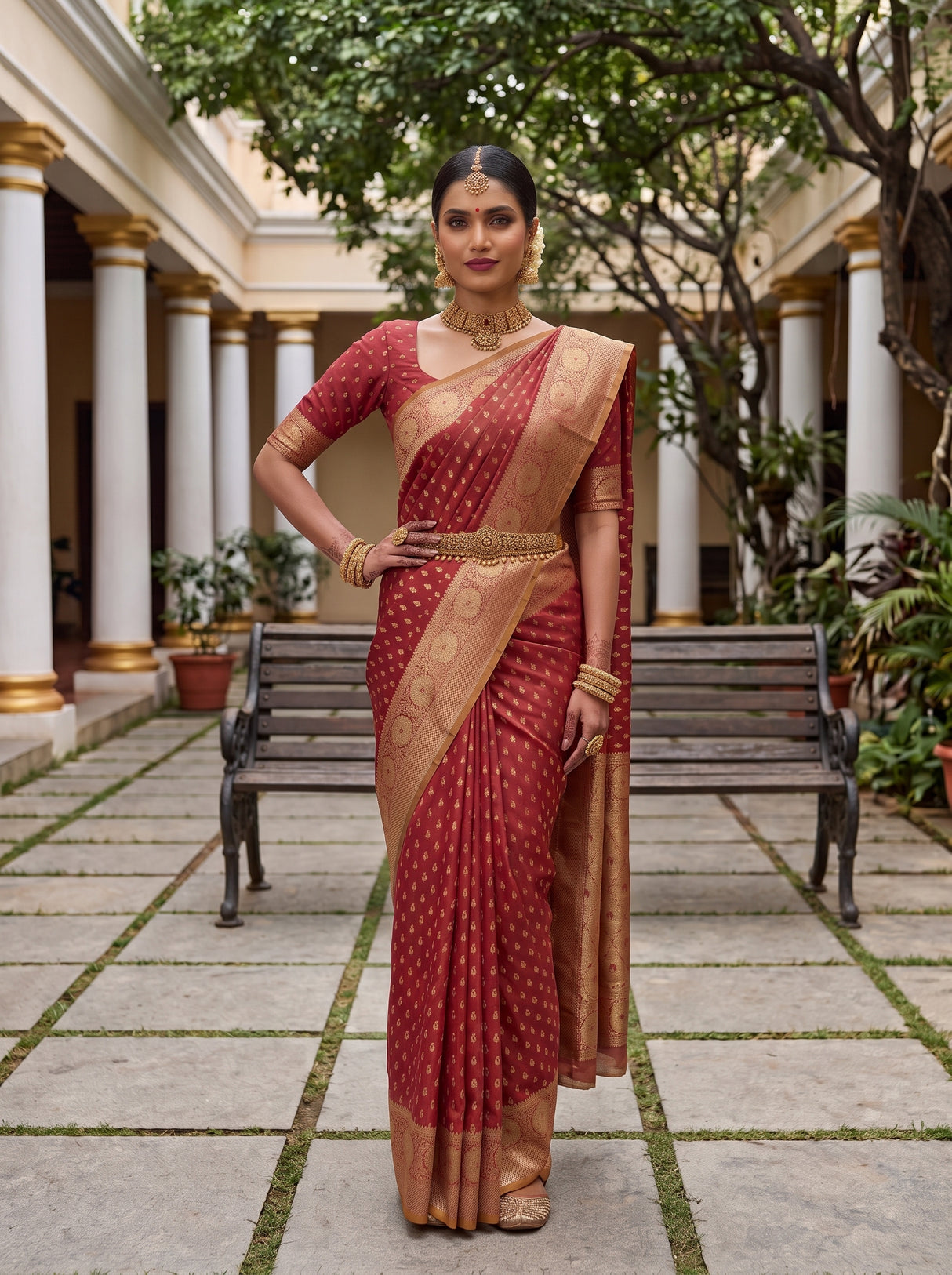 MIMOSA Strawberry Saree Saree — pose 4 styling detail