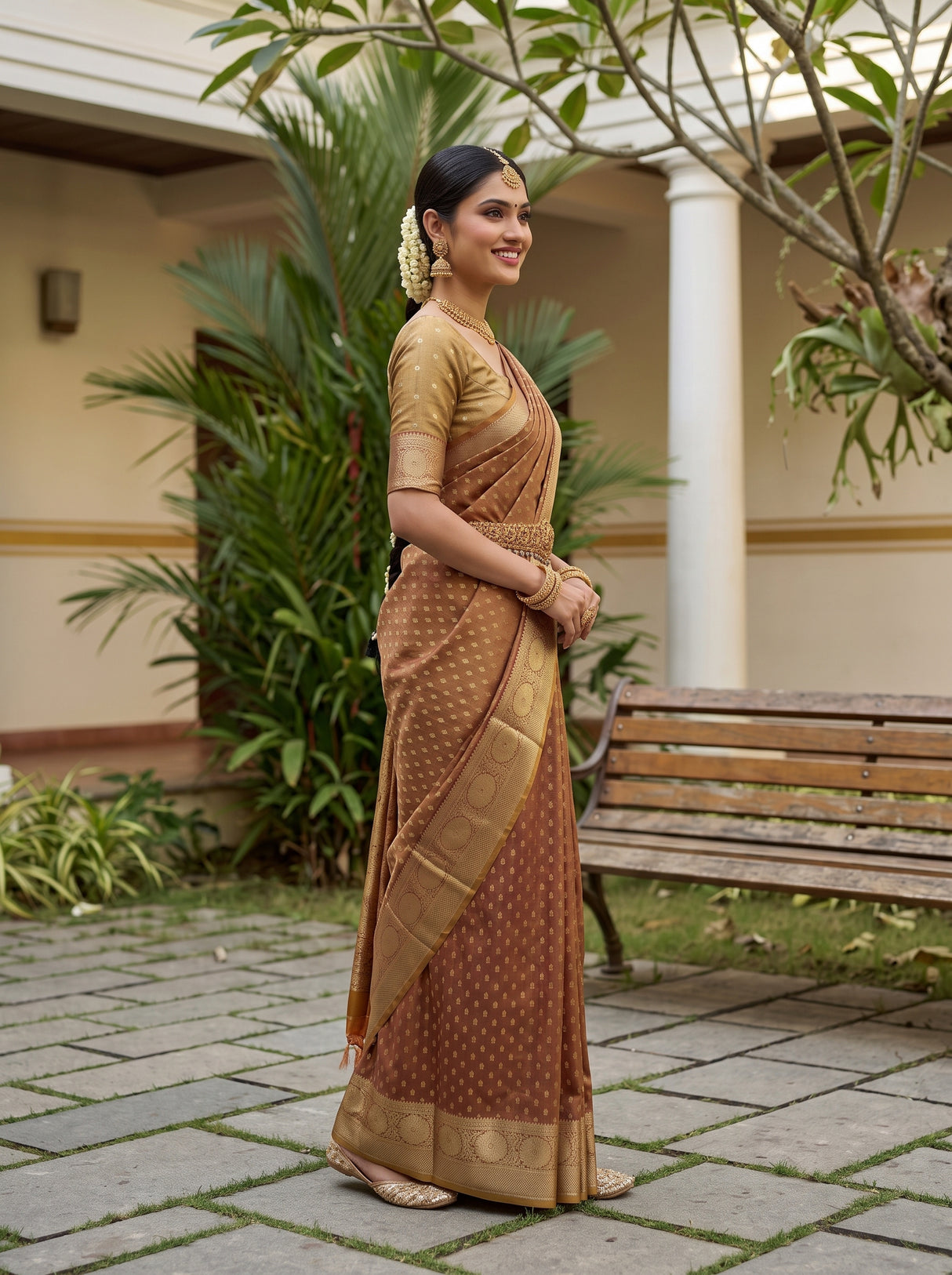 MIMOSA Wine Saree Saree — pose 3 styling detail