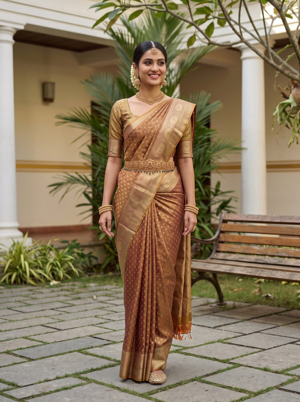 MIMOSA Wine Saree Saree — pose 6 styling detail