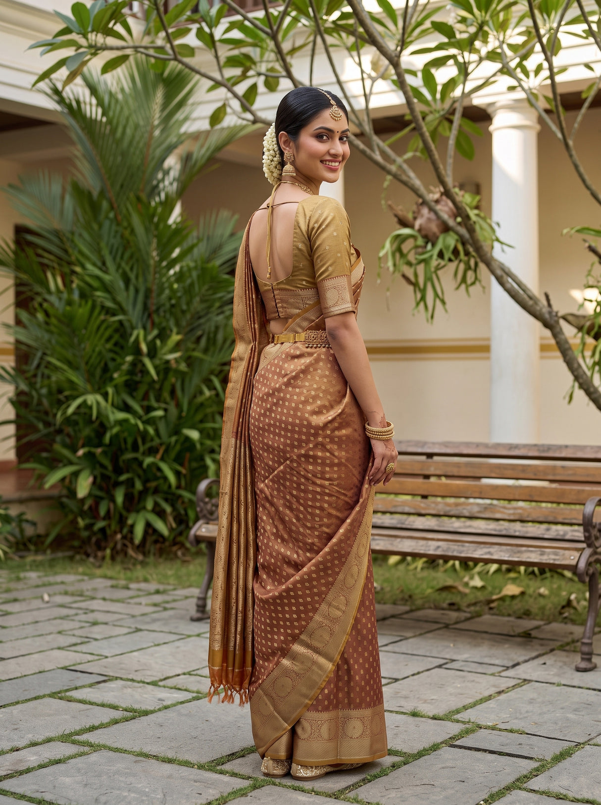 MIMOSA Wine Saree Saree — pose 7 styling detail