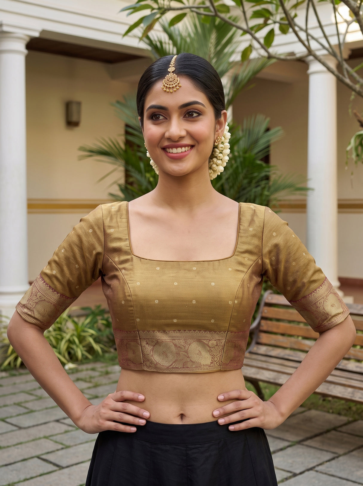 MIMOSA Wine Saree Saree — blouse close-up
