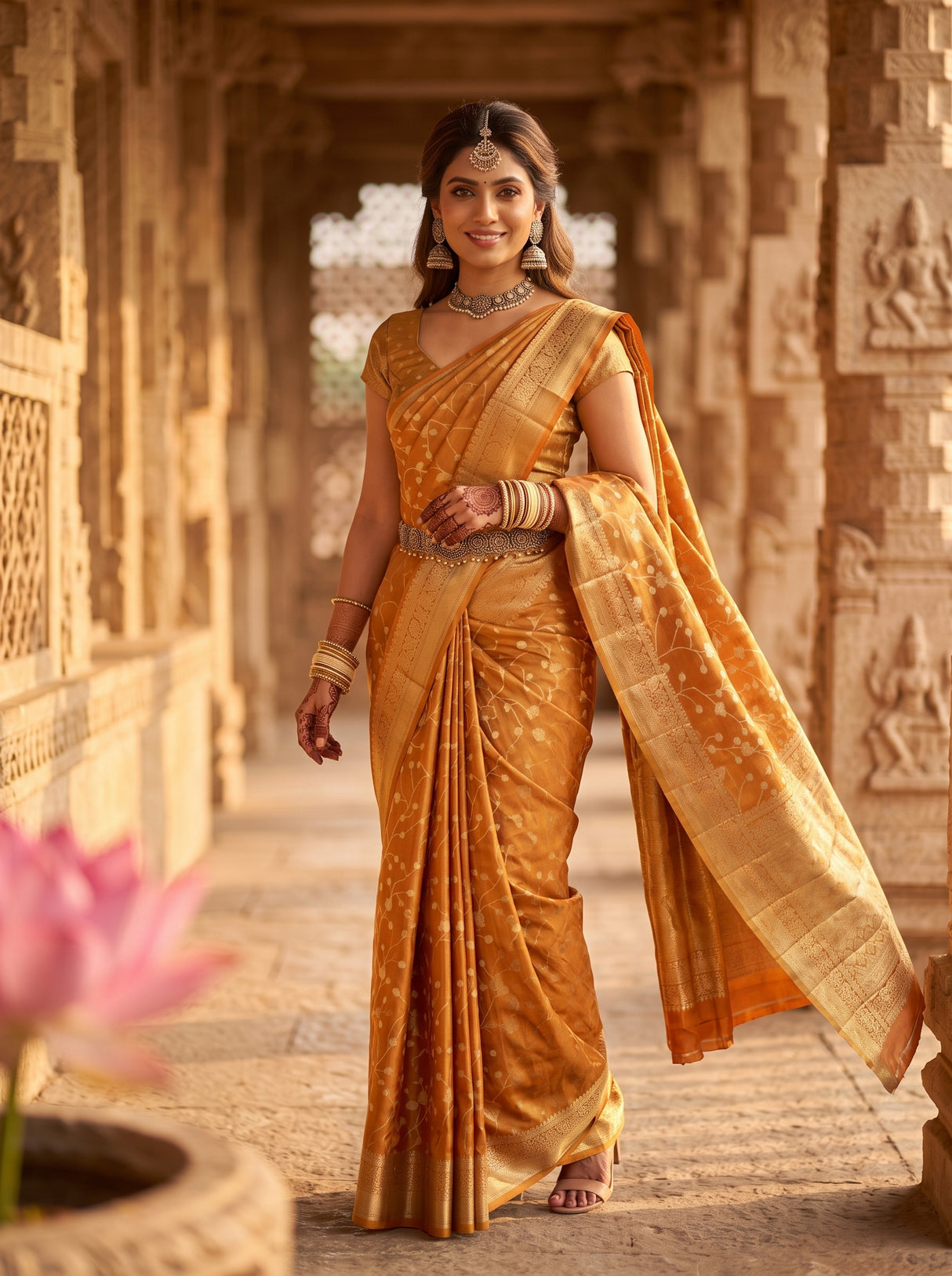 MIMOSA Orange Saree Saree — pose 9 styling detail