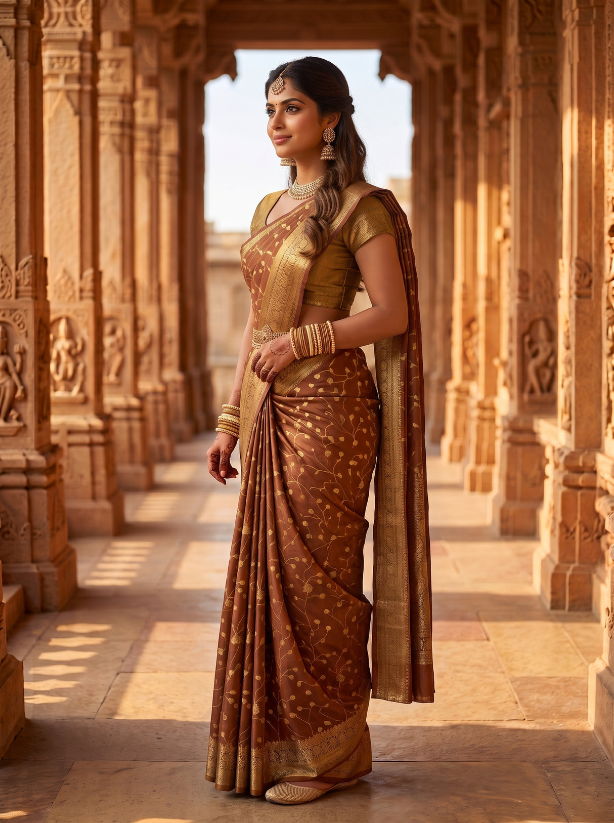 MIMOSA Wine Saree Saree — pose 3 styling detail