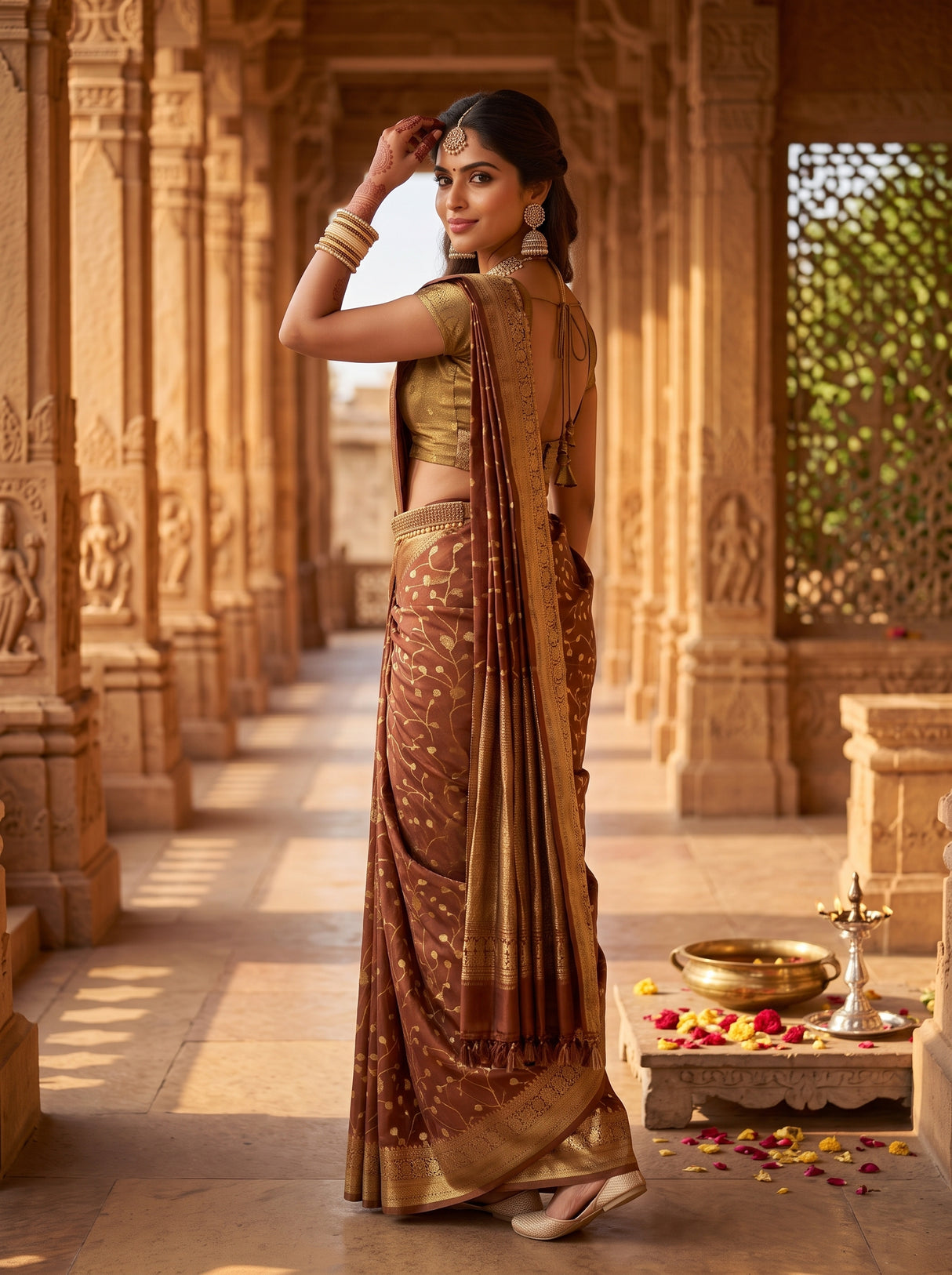 MIMOSA Wine Saree Saree — pose 7 styling detail