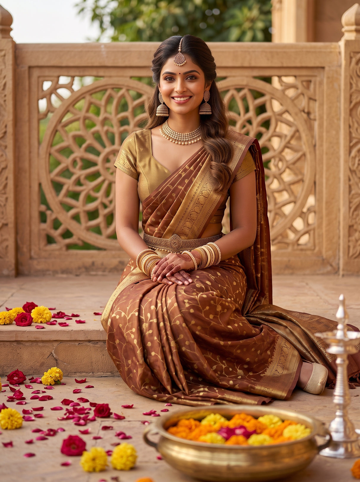 MIMOSA Wine Saree Saree — pose 8 styling detail