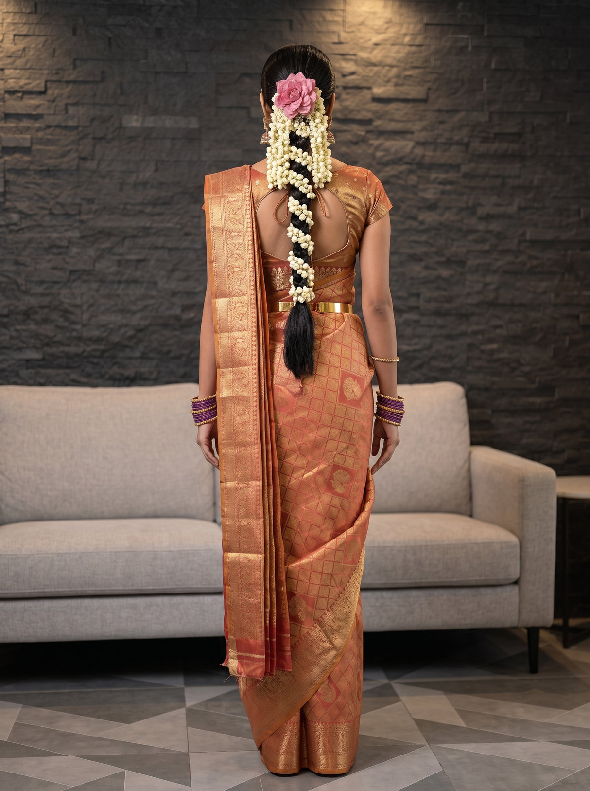 MIMOSA Rani Kanjivaram Art Silk Saree — pose 2 styling detail