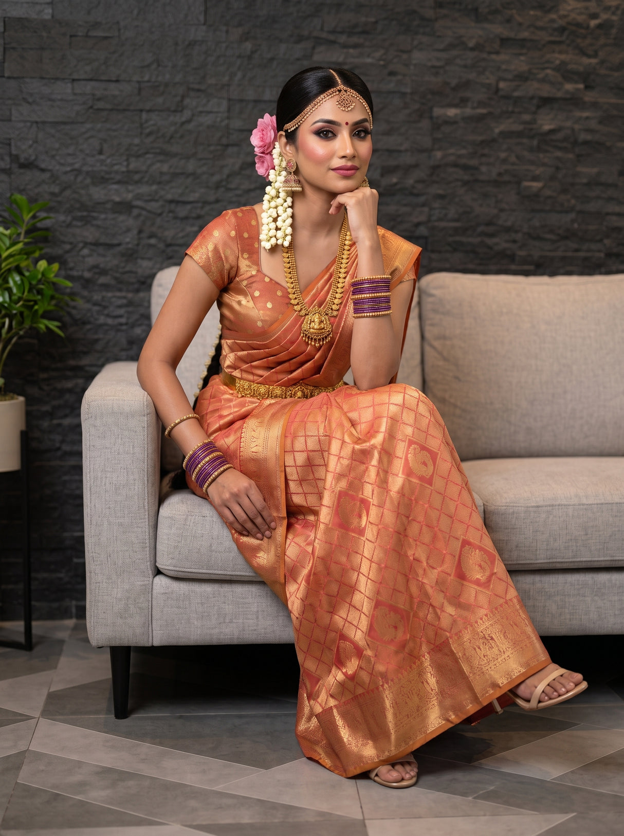MIMOSA Rani Kanjivaram Art Silk Saree — pose 8 styling detail