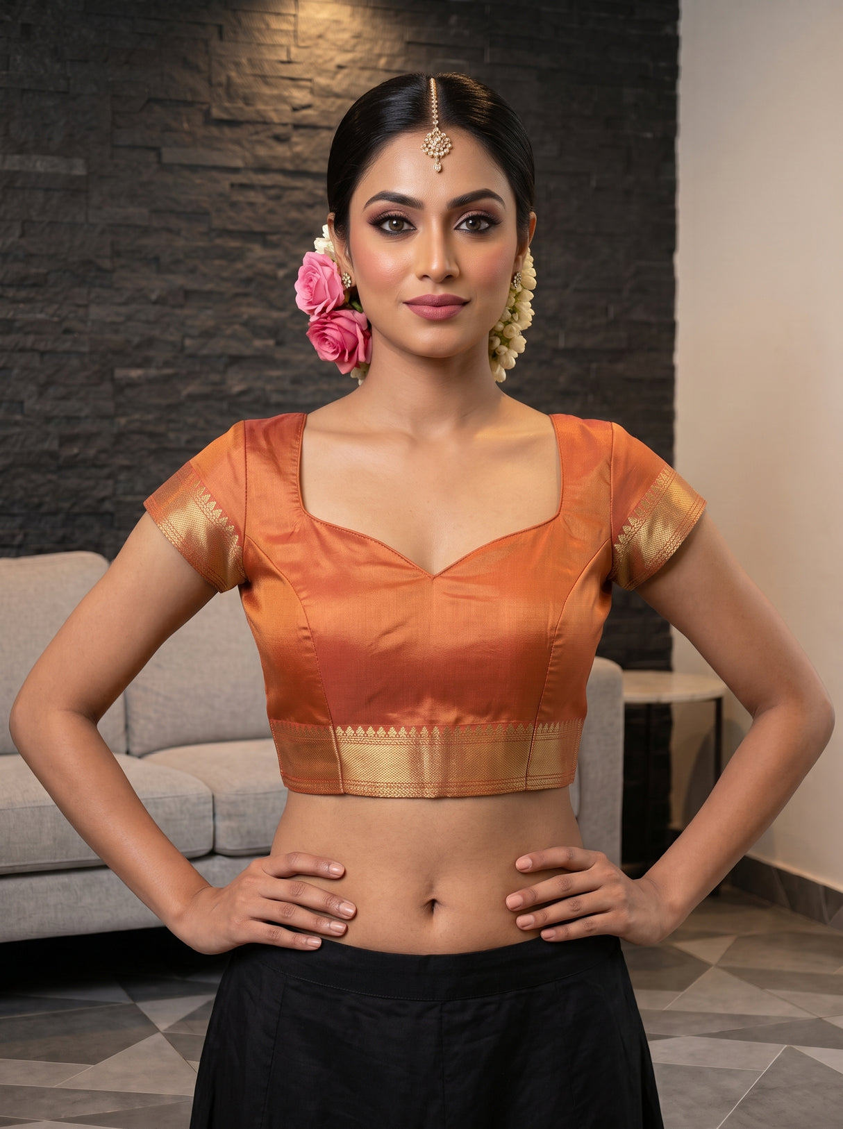 MIMOSA Rani Kanjivaram Art Silk Saree — blouse close-up