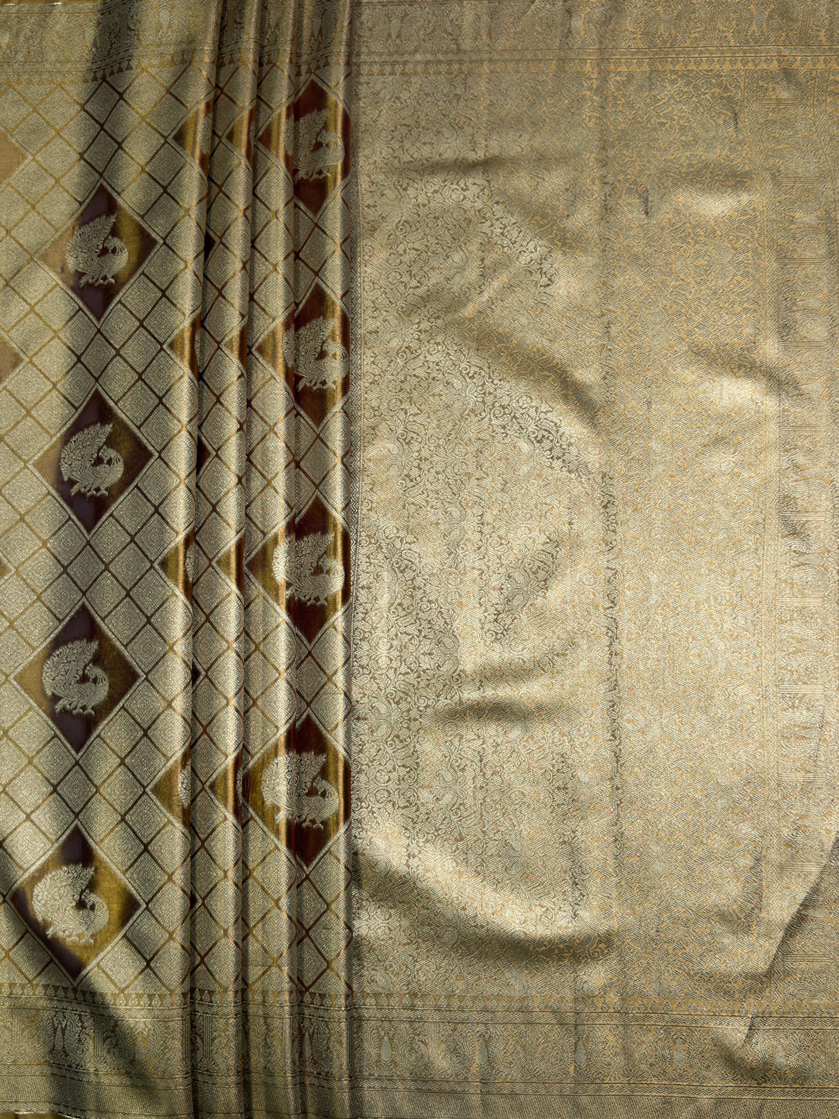 MIMOSA Wine Kanjivaram Art Silk Saree — pallu and zari work detail
