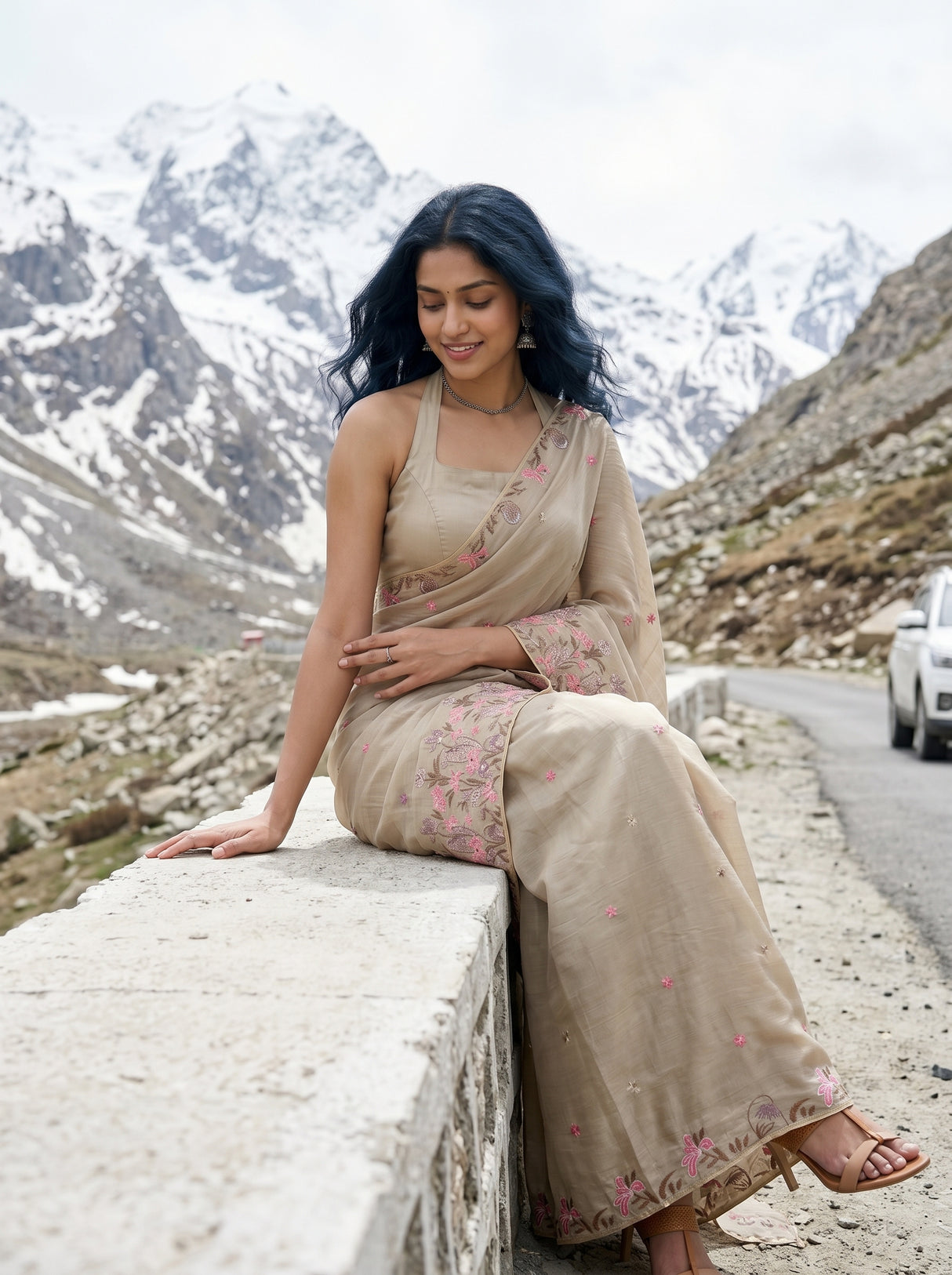 MIMOSA Tussar Banarasi chiffon Saree — pose 8 styling detail
