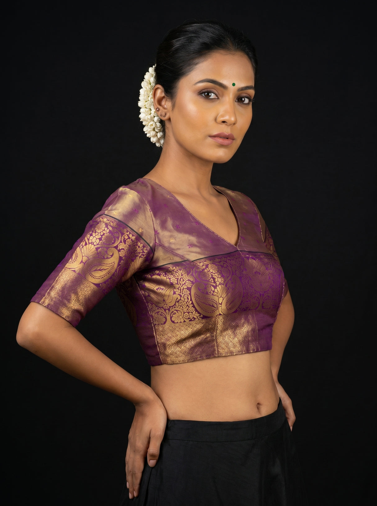 MIMOSA Gajari Kanjivaram Art Silk Saree — blouse close-up