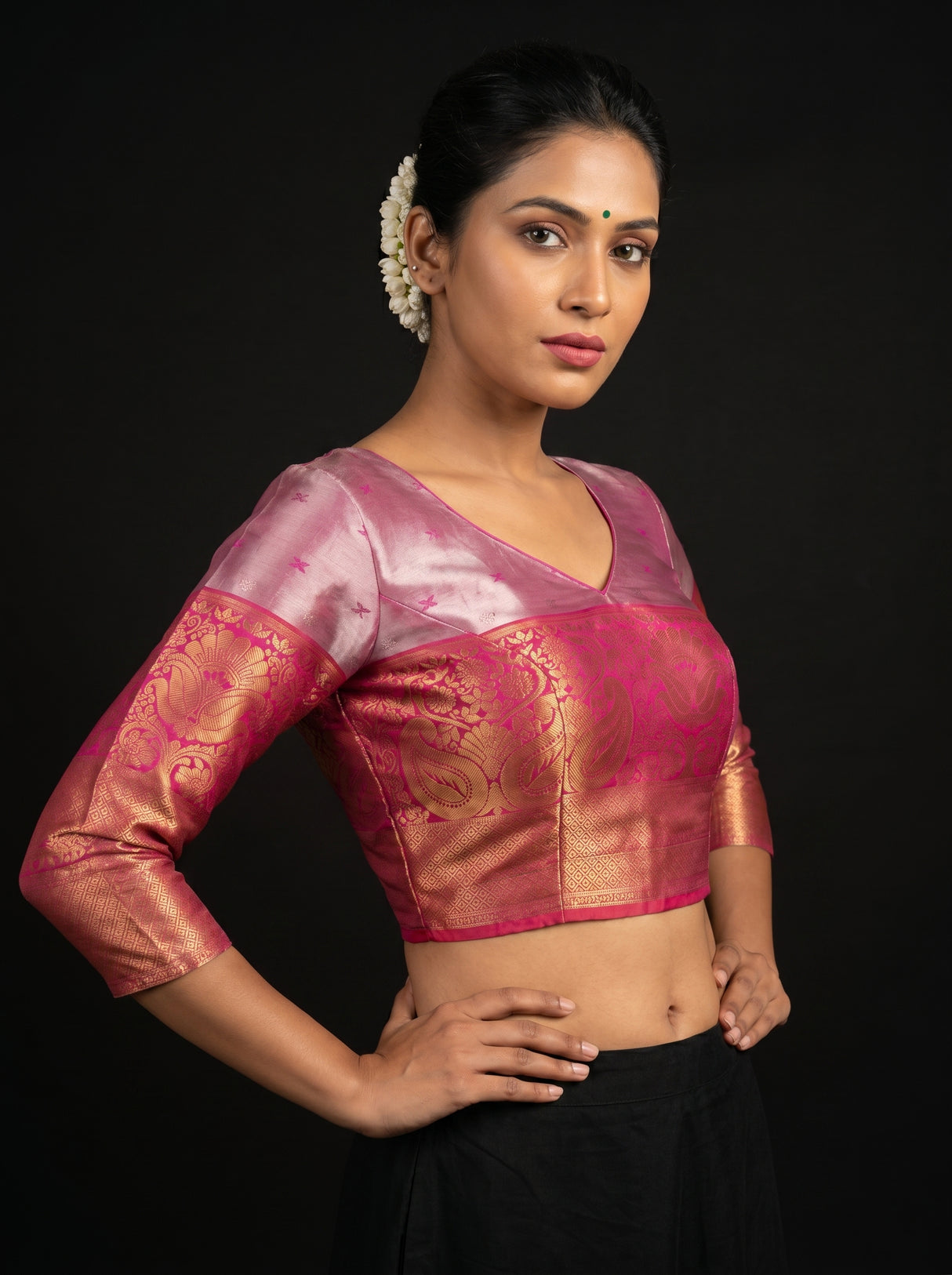 MIMOSA Lavender Kanjivaram Art Silk Saree — blouse close-up