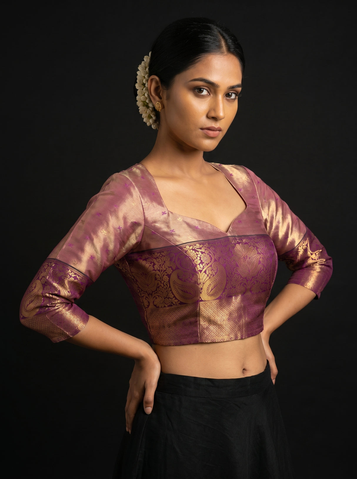 MIMOSA Maroon Kanjivaram Art Silk Saree — blouse close-up
