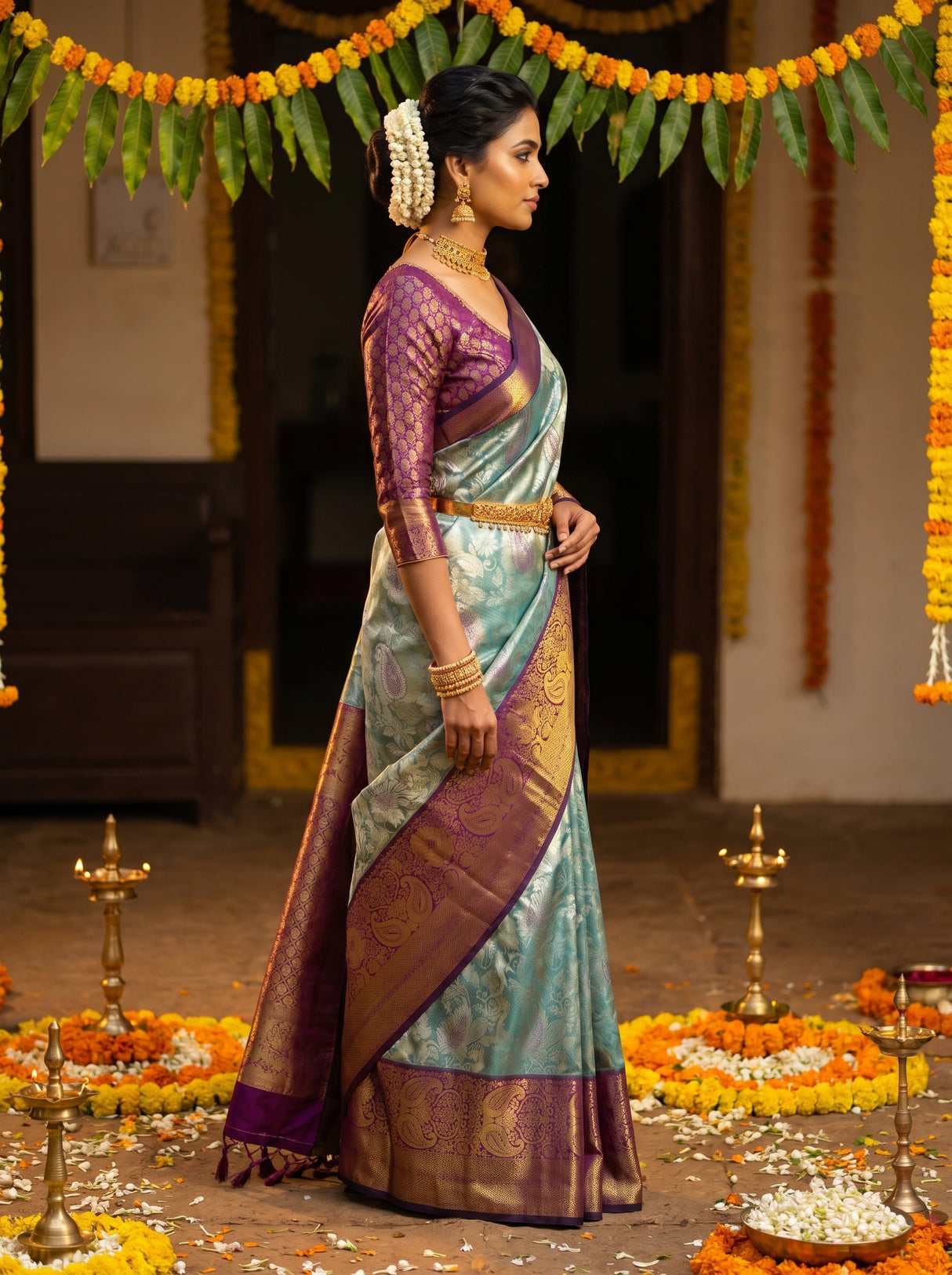 MIMOSA Saffire Kanjivaram Art Silk Saree — Blouse Fabric Detail