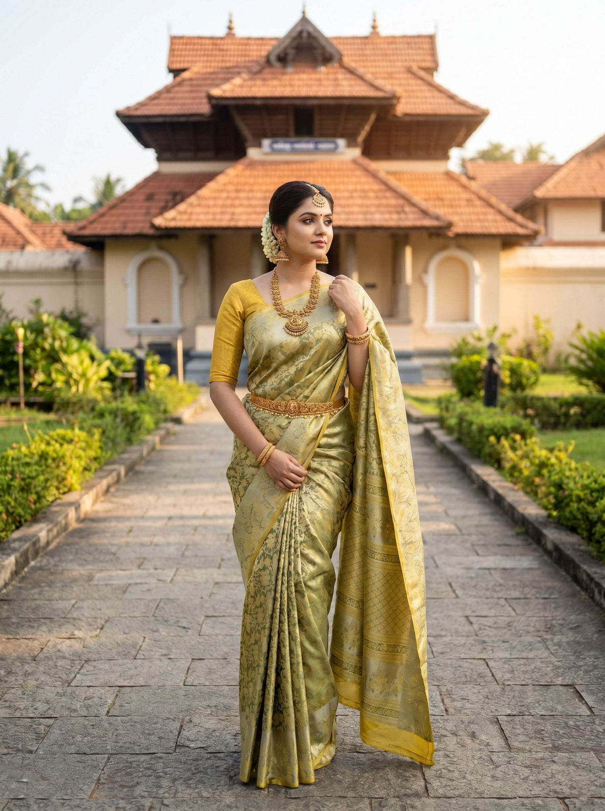 MIMOSA Gold Kanjivaram Art Silk Saree — pose 7 styling detail