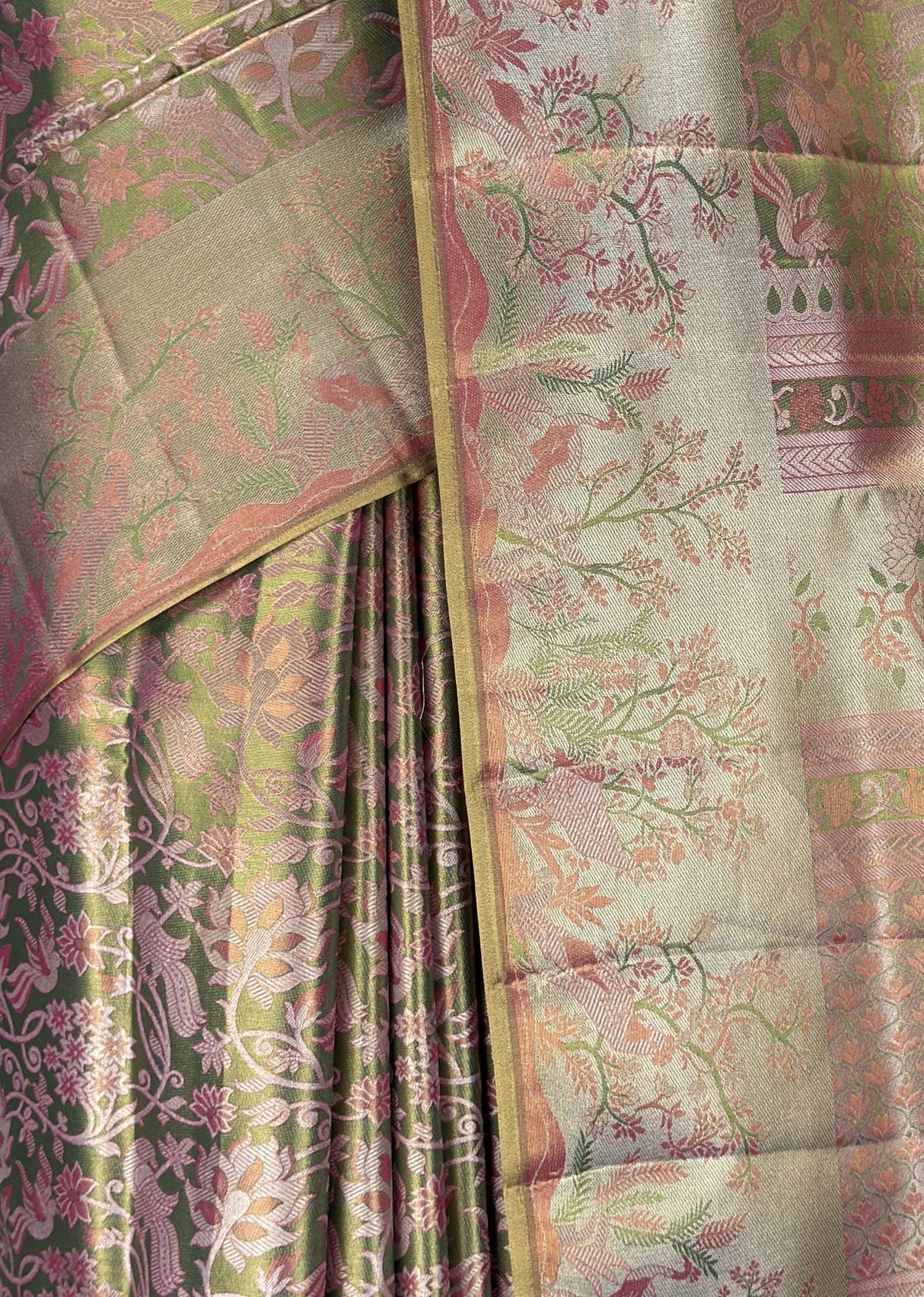 MIMOSA Green Kanjivaram Art Silk Saree — fleets shot full lifestyle