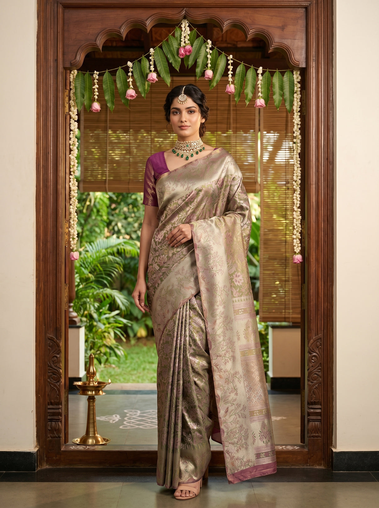MIMOSA Magenta Kanjivaram Art Silk Saree β Draped Mannequin View