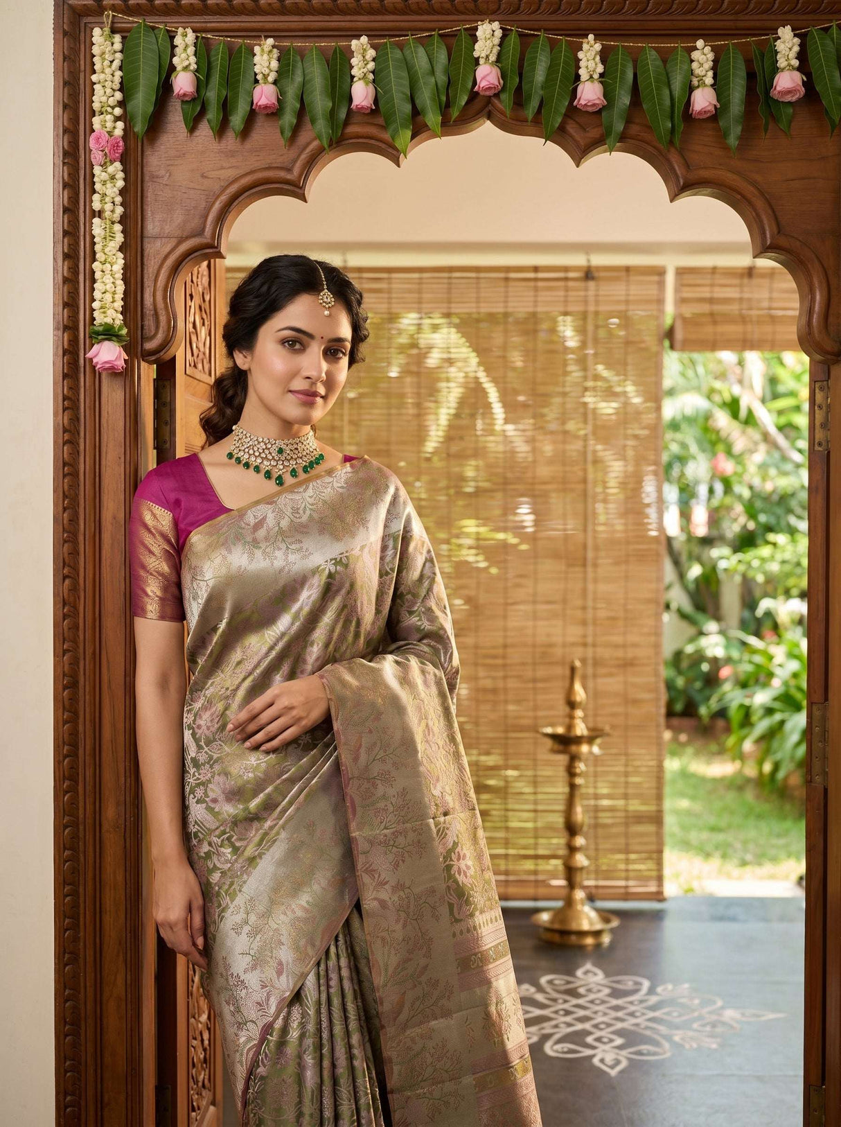 MIMOSA Magenta Kanjivaram Art Silk Saree — Lifestyle Pose