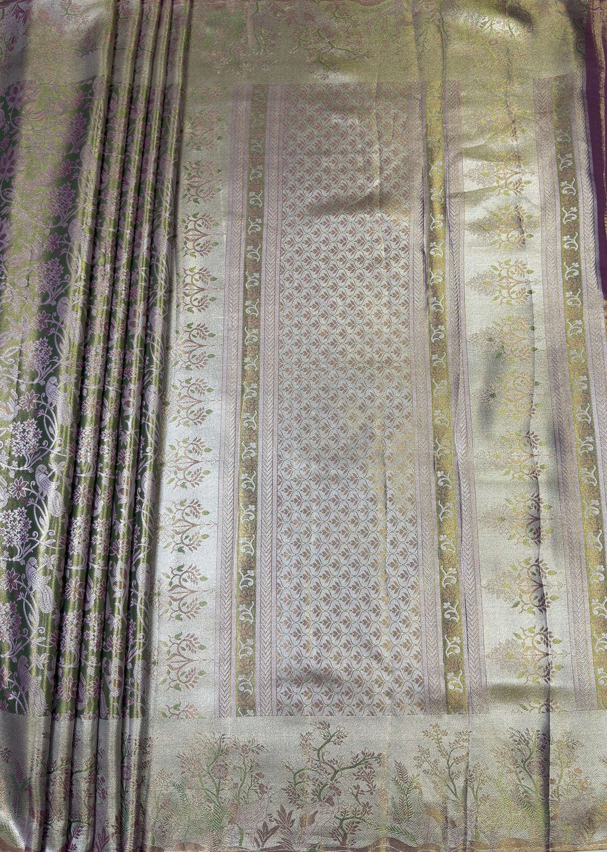 MIMOSA Magenta Kanjivaram Art Silk Saree — pallu and zari work detail