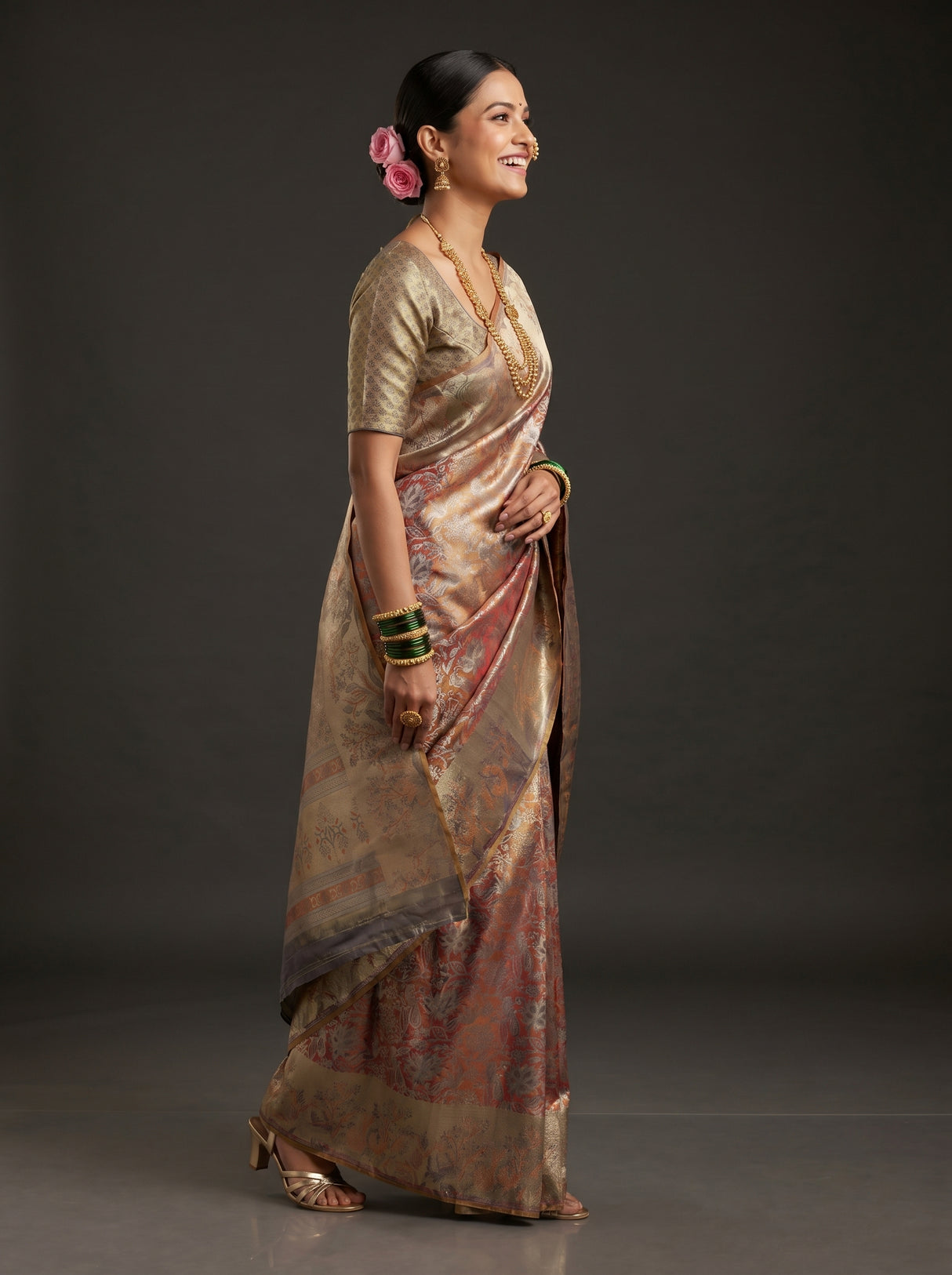 MIMOSA Maroon Kanjivaram Art Silk Saree β Lifestyle Pose