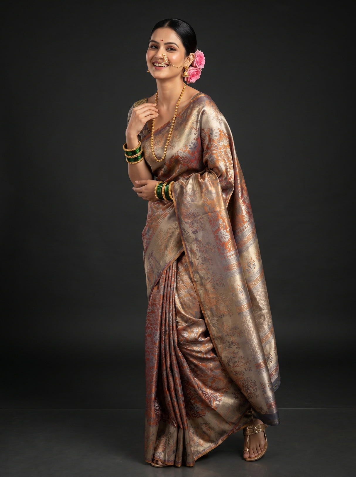 MIMOSA Maroon Kanjivaram Art Silk Saree β pose 4 styling detail