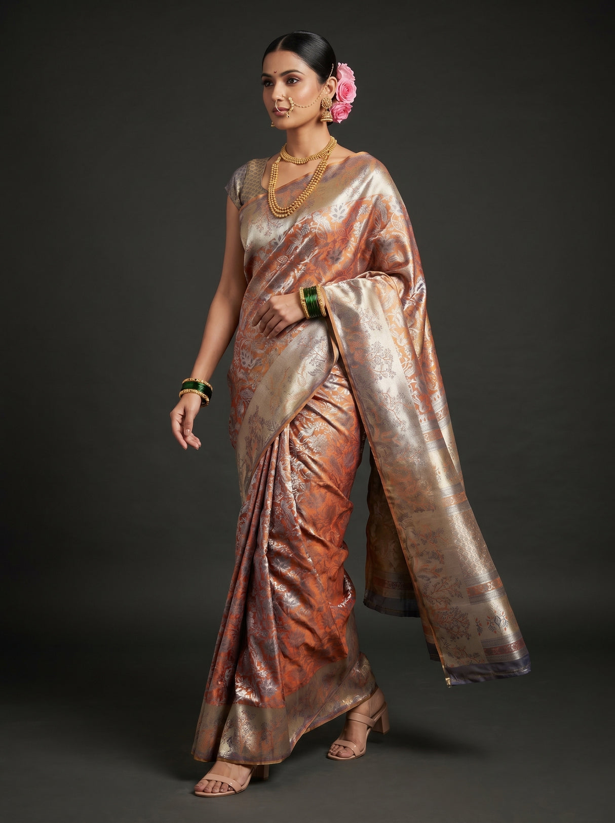 MIMOSA Maroon Kanjivaram Art Silk Saree β pose 7 styling detail