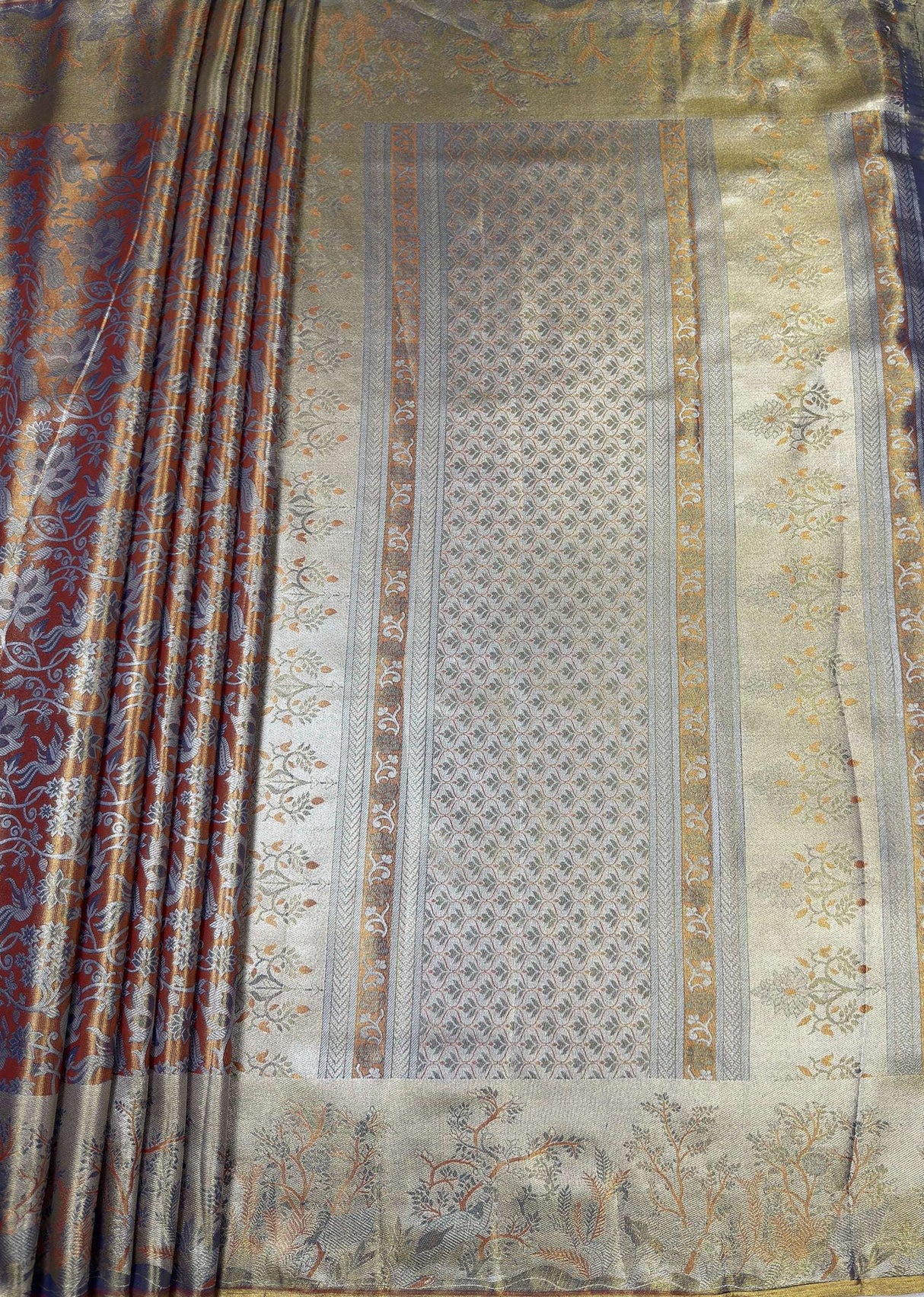 MIMOSA Maroon Kanjivaram Art Silk Saree — pallu and zari work detail