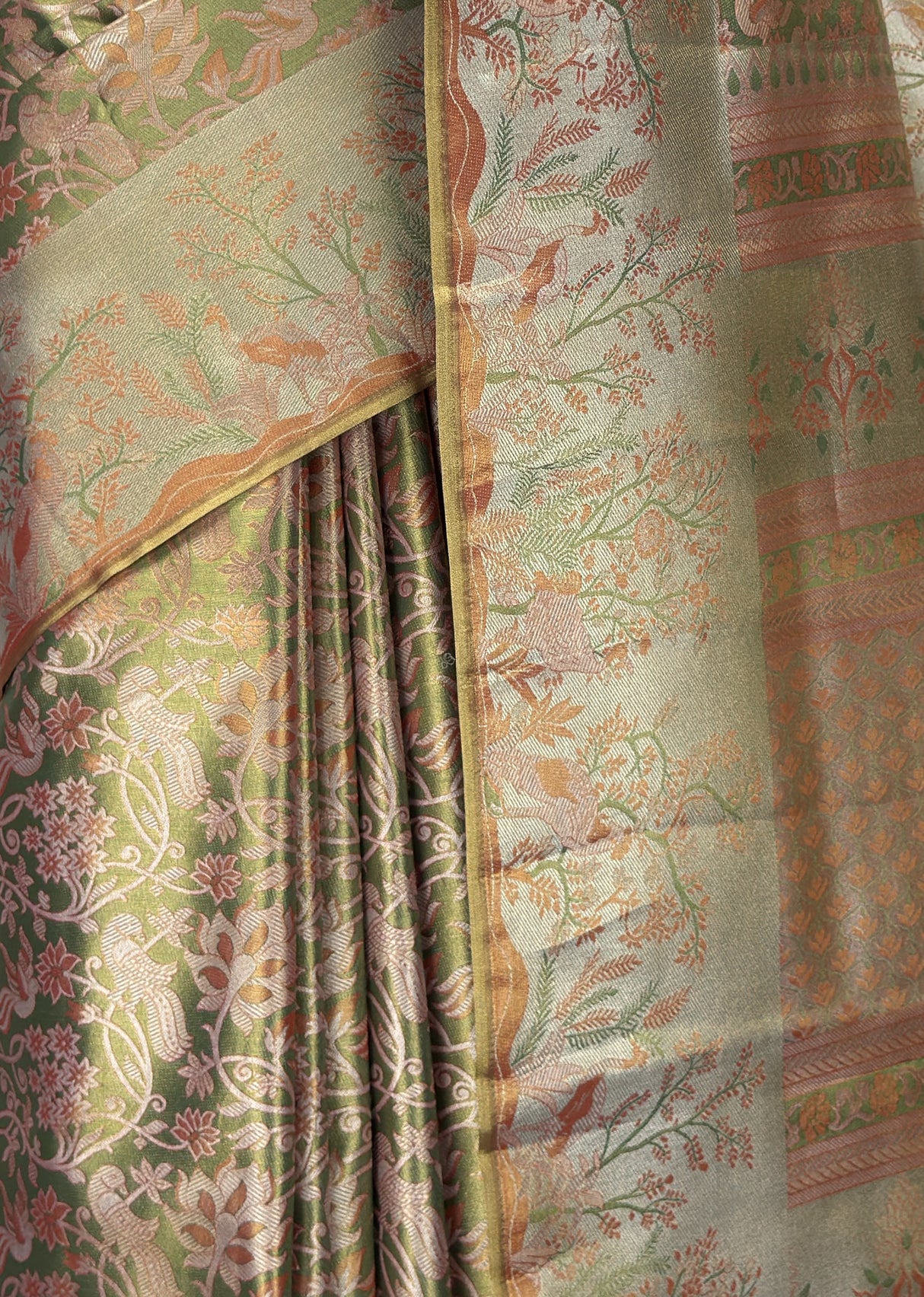 MIMOSA Olive Kanjivaram Art Silk Saree β fleets shot full lifestyle