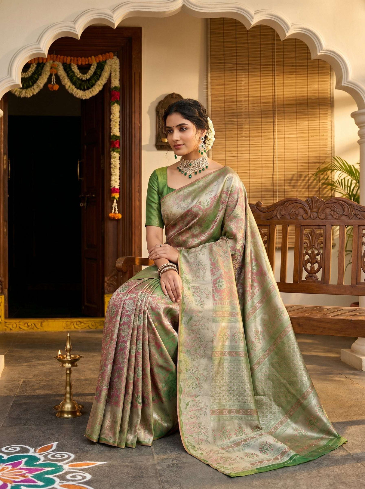 MIMOSA Rani Kanjivaram Art Silk Saree — pose 8 styling detail