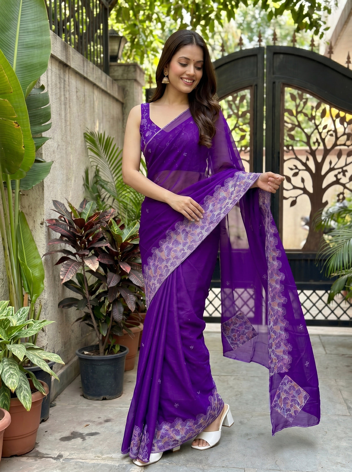 MIMOSA Purple Saree Saree — pose 5 styling detail
