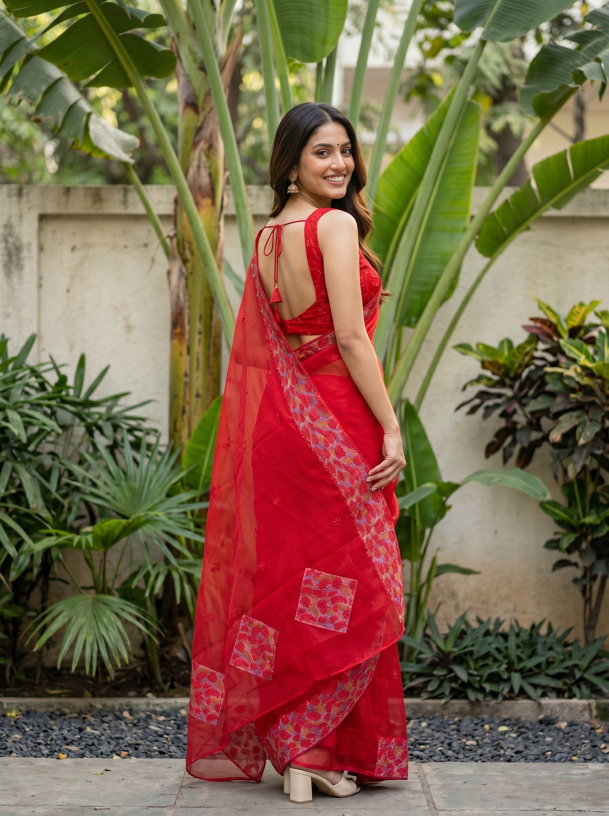 MIMOSA Red Saree Saree — pose 7 styling detail
