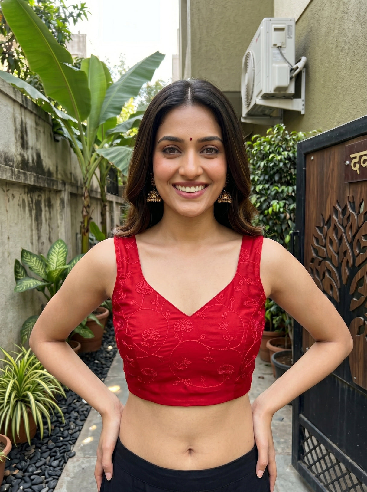 MIMOSA Red Saree Saree — blouse close-up