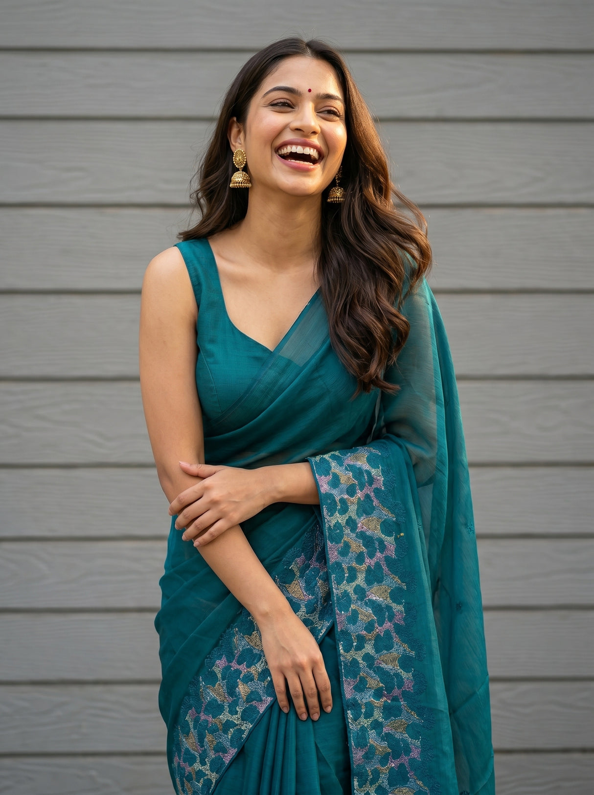 MIMOSA Sapphire Saree Saree — pose 10 styling detail