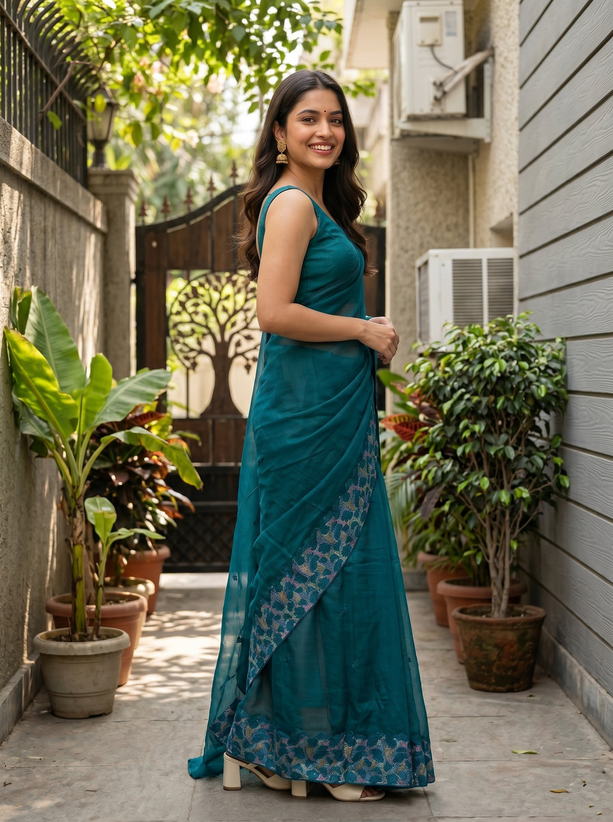 MIMOSA Sapphire Saree Saree — pose 3 styling detail