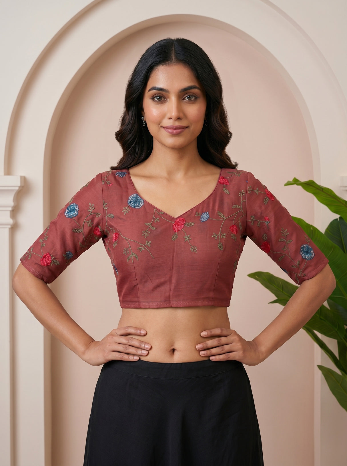 MIMOSA Gajari Banarasi chiffon Saree — blouse close-up